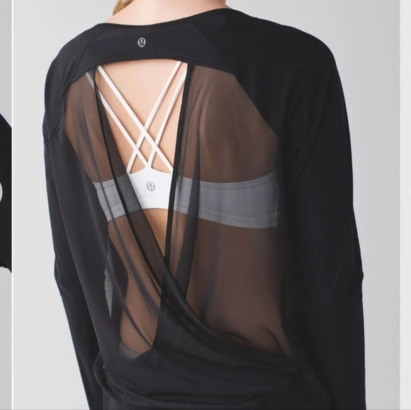 Iululemon If You’re Lucky long sleeve tee black mesh RARE - Picture 5 of 11